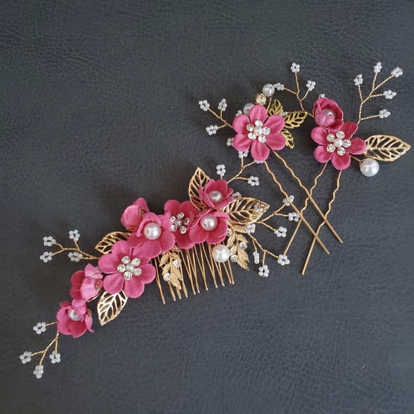 3pcs flower girl Bridal headpiece Comb Pin wedding main image 6